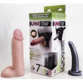 Страпон-унисекс с двумя насадками UNI strap 7  Harness - 19 и 16 см. - LOVETOY (А-Полимер) - купить с доставкой в Сыктывкаре