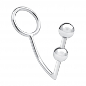 Кольцо на пенис с анальным стимулятором Two Bead Stainless Steel Anal Hook   Cock Ring - BlueLine - в Сыктывкаре купить с доставкой