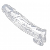 Прозрачная насадка для увеличения члена Realistic Clear Penis Enhancer and Ball Stretcher - 20,3 см. - XR Brands - в Сыктывкаре купить с доставкой