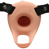 Телесный полый страпон 2  Erection 28X Smooth Vibrating Silicone Penis Sheath - 16 см. - XR Brands - купить с доставкой в Сыктывкаре
