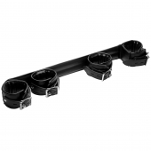 Черная распорка с манжетами для рук и ног Deluxe Rigid Spreader Bar - XR Brands - купить с доставкой в Сыктывкаре