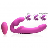 Розовый безремневой страпон с вибрацией и функцией расширения Inflatable Ergo-Fit Strapless Strap-On - XR Brands - купить с доставкой в Сыктывкаре