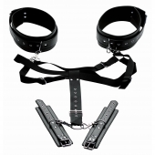 Черная бондажная система Acquire Easy Access Thigh Harness with Wrist Cuffs - XR Brands - купить с доставкой в Сыктывкаре