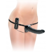 Черный страпон с вагинальной пробкой Deluxe Vibrating Penetrix Strap-On - 19 см. - Pipedream - купить с доставкой в Сыктывкаре