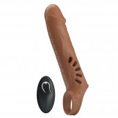 Коричневая вибронасадка с подхватом мошонки и пультом ДУ - Baile - в Сыктывкаре купить с доставкой