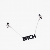 Зажимы на соски с кожаной подвеской Bitch - Crazy Handmade - купить с доставкой в Сыктывкаре
