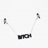 Зажимы на соски с кожаной подвеской Bitch - Crazy Handmade - купить с доставкой в Сыктывкаре