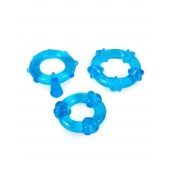 Набор из 3 синих эрекционных колец с различным рельефом - Erowoman-Eroman - в Сыктывкаре купить с доставкой
