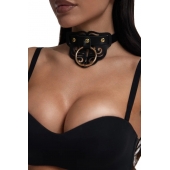 Черный чокер с клепками и золотистой фурнитурой - Crazy Handmade - купить с доставкой в Сыктывкаре