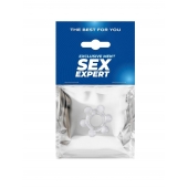 Прозрачное эластичное эрекционное кольцо с 6 шариками - Sex Expert - в Сыктывкаре купить с доставкой