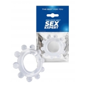 Прозрачное эрекционное кольцо со стимулирующими шариками - Sex Expert - в Сыктывкаре купить с доставкой