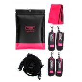 Черно-розовый эротический набор: фиксатор, оковы, наручники, повязка - Erokay - купить с доставкой в Сыктывкаре