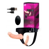 Женский страпон с 2 насадками, вибрацией и пультом ДУ - Erowoman-Eroman - купить с доставкой в Сыктывкаре