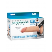 Телесный пустотелый фаллопротез 5’’ Hollow Silicone Strap-On - 14 см. - Pipedream - купить с доставкой в Сыктывкаре