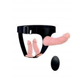 Женский страпон с 3 насадками и вибрацией - Erowoman-Eroman - купить с доставкой в Сыктывкаре