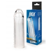 Прозрачная закрытая насадка на пенис с ребрышками - 16 см. - Sex Expert - в Сыктывкаре купить с доставкой
