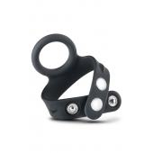 Черное эрекционное кольцо с подхватом мошонки на кнопках VS6 - Blush Novelties - в Сыктывкаре купить с доставкой