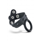 Черное эрекционное кольцо с подхватом мошонки на кнопках VS6 - Blush Novelties - в Сыктывкаре купить с доставкой