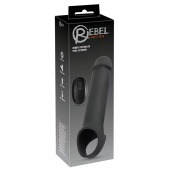 Черная вибронасадка для пениса с хомутом для мошонки и пультом ДУ Remote Controlled Penis Extension - Orion - в Сыктывкаре купить с доставкой