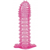 Гелевая розовая насадка с шипами - 12 см. - Toyfa Basic - в Сыктывкаре купить с доставкой