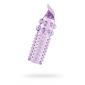 Гелевая фиолетовая насадка с шариками, шипами и усиком - 11 см. - Toyfa Basic - в Сыктывкаре купить с доставкой