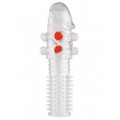 Гелевая прозрачная насадка с шариками и шипами - 14 см. - Toyfa Basic - в Сыктывкаре купить с доставкой