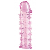Гелевая розовая насадка на фаллос с шипами - 12 см. - Toyfa Basic - в Сыктывкаре купить с доставкой