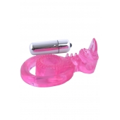 Розовая вибронасадка со стимулятор клитора   Язычок - Toyfa Basic - в Сыктывкаре купить с доставкой