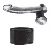 Чёрная утяжка на мошонку 1  Velcro Ball Stretcher - BlueLine - купить с доставкой в Сыктывкаре