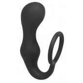 Чёрное эрекционное кольцо с анальной пробкой Double Pleasure Anal Plug - Lola Games - в Сыктывкаре купить с доставкой