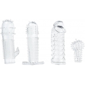 Набор из 4 насадок на член Pleasured Penis Enhancement Sleeve 4 Pack - XR Brands - в Сыктывкаре купить с доставкой