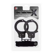 Чёрные наручники из листового металла в комплекте с веревкой BONDX METAL CUFFS LOVE ROPE SET - Dream Toys - купить с доставкой в Сыктывкаре