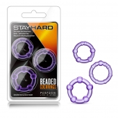 Набор из 3 фиолетовых эрекционных колец Stay Hard Beaded Cockrings - Blush Novelties - в Сыктывкаре купить с доставкой