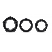 Набор из 3 чёрных эрекционных колец Stay Hard Beaded Cockrings - Blush Novelties - в Сыктывкаре купить с доставкой