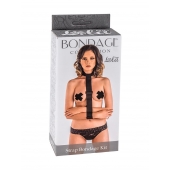 Ошейник с длинной лентой и наручниками Strap Bondage Kit Plus Size - Lola Games - купить с доставкой в Сыктывкаре