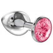 Большая серебристая анальная пробка Diamond Pink Sparkle Large с розовым кристаллом - 8 см. - Lola Games - купить с доставкой в Сыктывкаре Большая серебристая анальная пробка Diamond Pink Sparkle Large с розовым кристаллом - 8 см. - Lola Games - купить с доставкой в Сыктывкаре