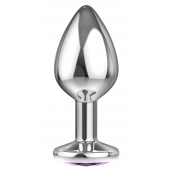 Малая серебристая анальная пробка Diamond Purple Sparkle Small с фиолетовым кристаллом - 7 см. - Lola Games - купить с доставкой в Сыктывкаре