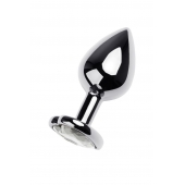 Серебристая анальная пробка с прозрачным кристаллом-сердцем - 8 см. - ToyFa - купить с доставкой в Сыктывкаре