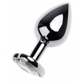 Серебристая анальная пробка с прозрачным кристаллом-сердцем - 8 см. - ToyFa - купить с доставкой в Сыктывкаре