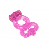 Розовое эрекционное кольцо Rings Treadle с подхватом - Lola Games - в Сыктывкаре купить с доставкой
