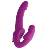 Ярко-розовый безремневой вибрострапон Evoke Vibrating Strapless Silicone Strap-on Dildo - XR Brands - купить с доставкой в Сыктывкаре