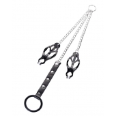 Черно-серебристые зажимы для сосков с кольцом для пениса TOYFA Metal - ToyFa - купить с доставкой в Сыктывкаре