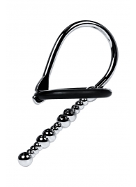 Серебристый уретральный плаг-бусины TOYFA Metal с мягким фиксириющим кольцом - ToyFa - купить с доставкой в Сыктывкаре