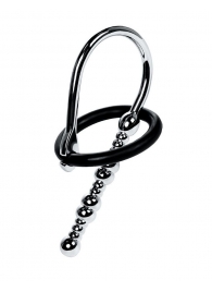 Серебристый уретральный плаг-бусины TOYFA Metal с мягким фиксириющим кольцом - ToyFa - купить с доставкой в Сыктывкаре