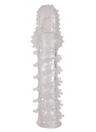 Прозрачная, закрытая насадка с шипами и точками - 13,5 см. - Toyfa Basic - в Сыктывкаре купить с доставкой