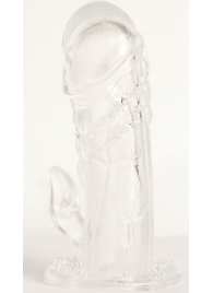 Прозрачная гелевая насадка с клиторальным отростком - 13 см. - Toyfa Basic - в Сыктывкаре купить с доставкой