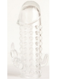 Гелевая прозрачная насадка с 2 отростками - 13 см. - Toyfa Basic - в Сыктывкаре купить с доставкой