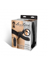 Чёрный полый страпон с вибрацией Unisex Vibrating Hollow Strap-On - 14 см. - Lux Fetish - купить с доставкой в Сыктывкаре