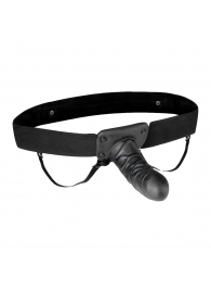 Чёрный полый страпон с вибрацией Unisex Vibrating Hollow Strap-On - 14 см. - Lux Fetish - купить с доставкой в Сыктывкаре