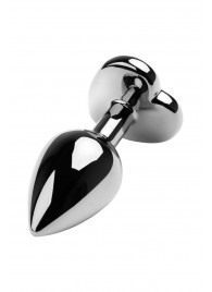 Серебристая коническая анальная пробка с красным кристаллом-сердечком - 7 см. - ToyFa - купить с доставкой в Сыктывкаре